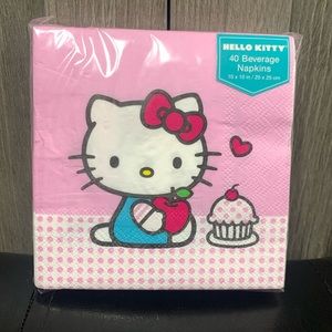 Sanrio Sitting Hello Kitty Pink Cupcake Set of 40 Beverage Napkins New Package